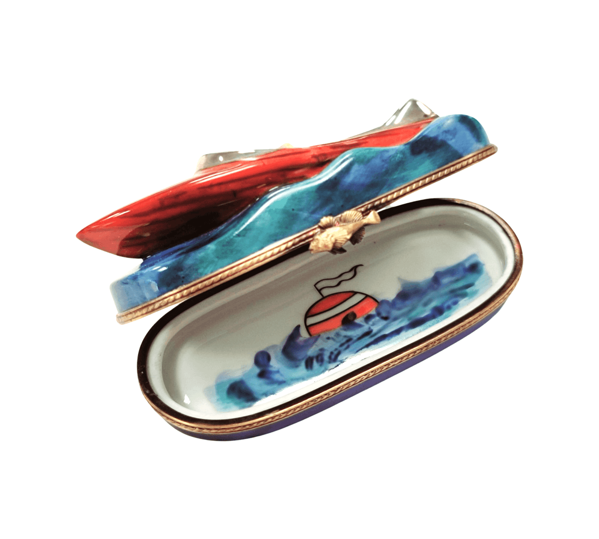Speed Boat Limoges Box HandPainted, view 2