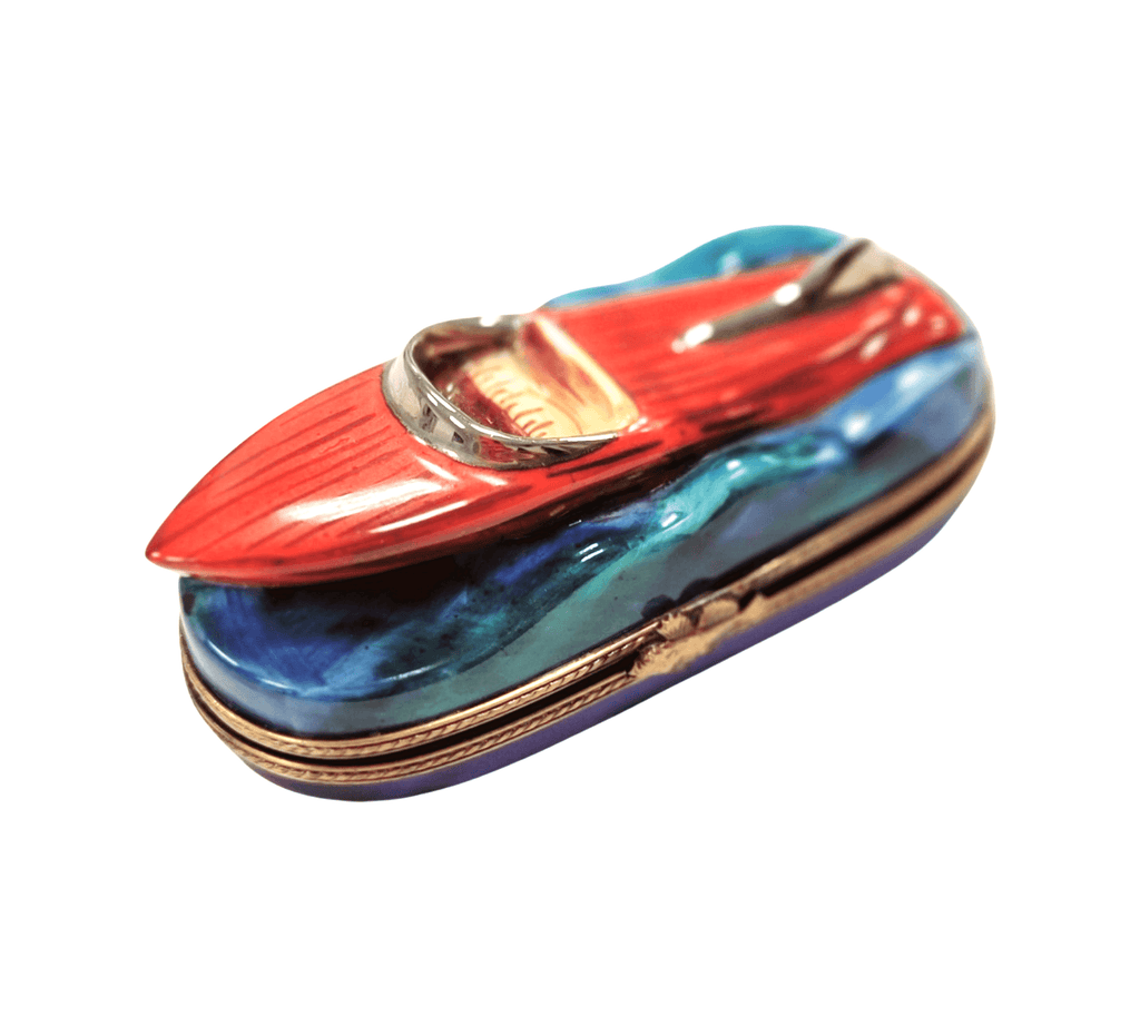 Speed Boat Limoges Box HandPainted, a hand-painted Limoges porcelain gift