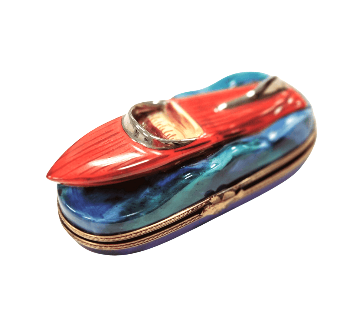 Limoges Boutique presents the Speed Boat, a genuine Limoges box painted by hand in France