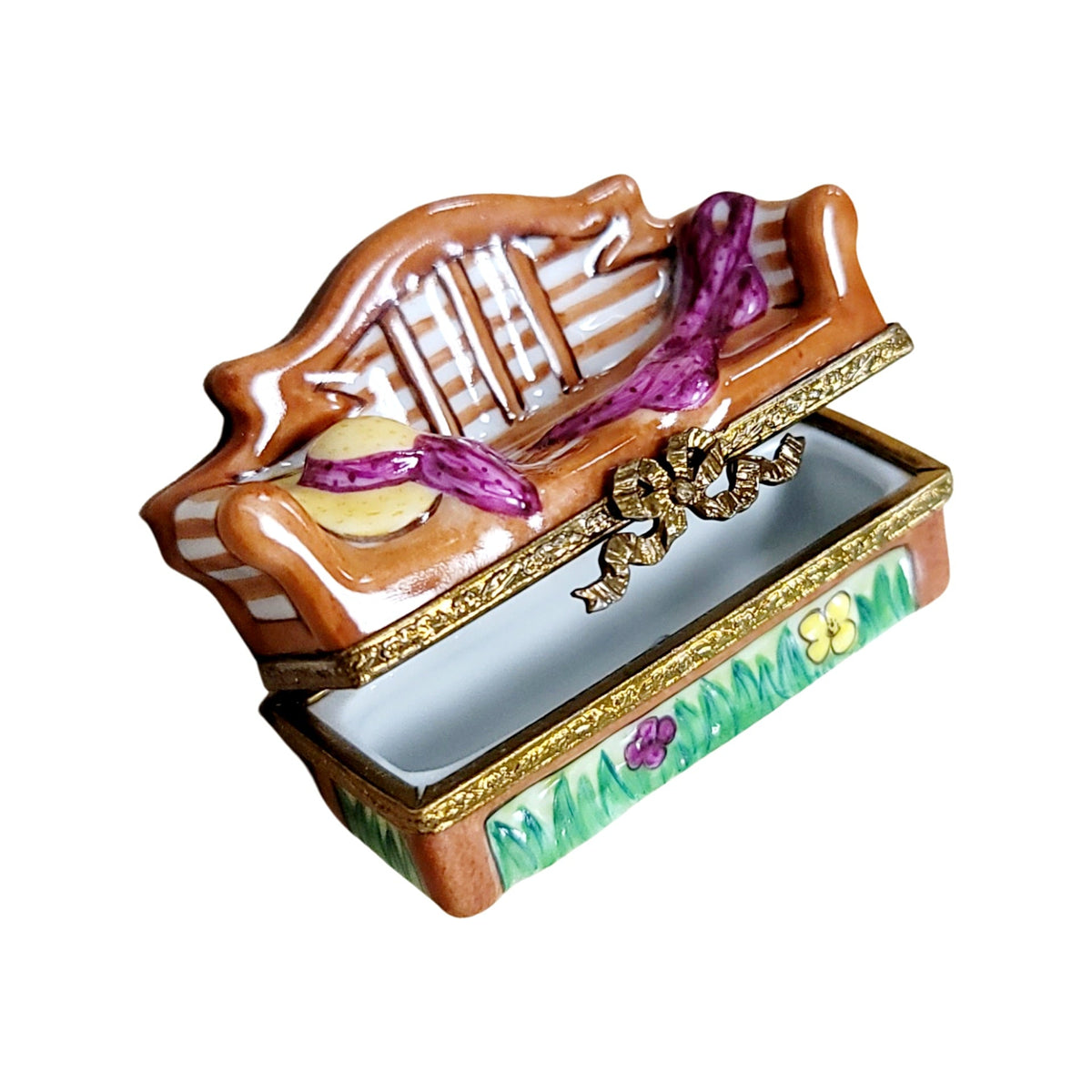 Lutyens Park Garden Bench w Hat Figurine Limoges Box, view 2