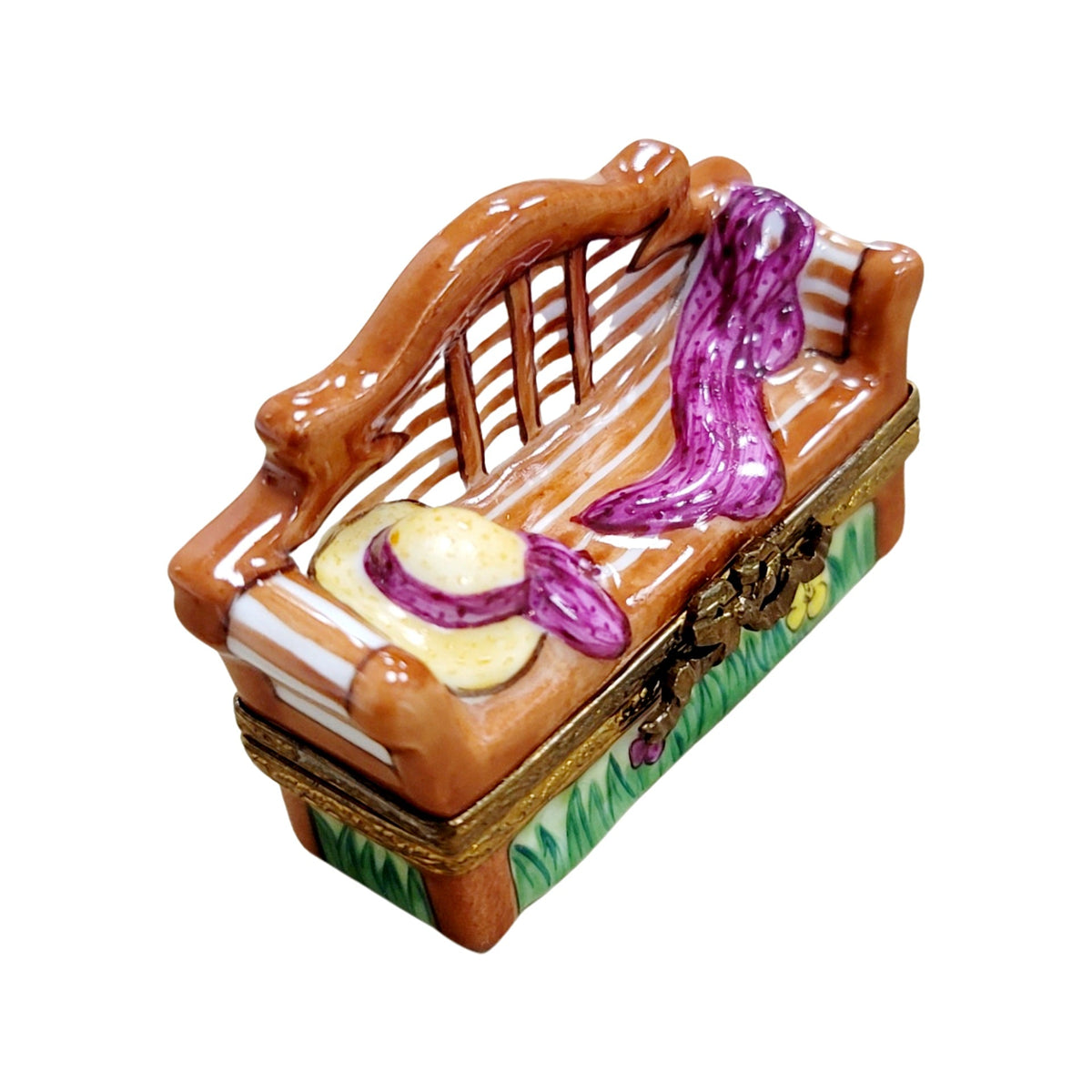Lutyens Park Garden Bench w Hat Figurine Limoges Box, view 4