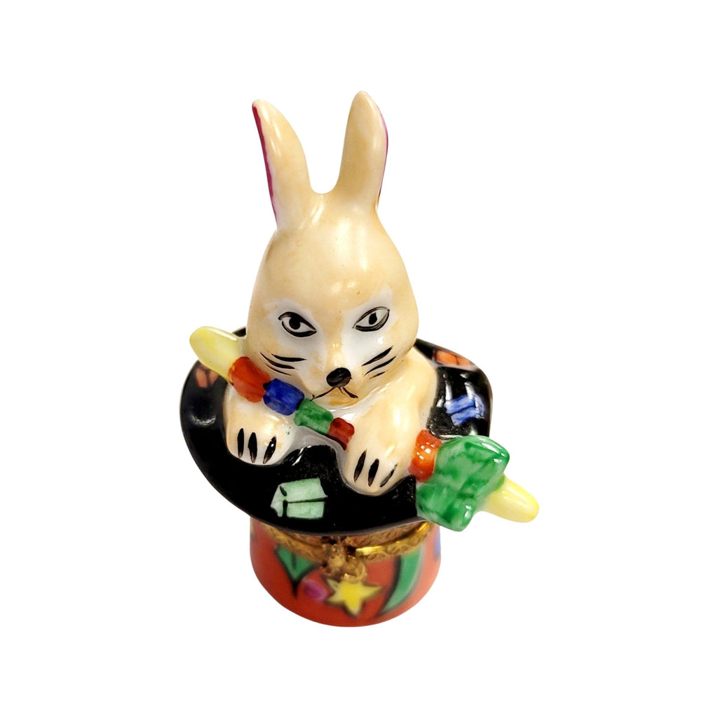 Magic Rabbit in Red Hat Magician Limoges Box for Collectors, view 2