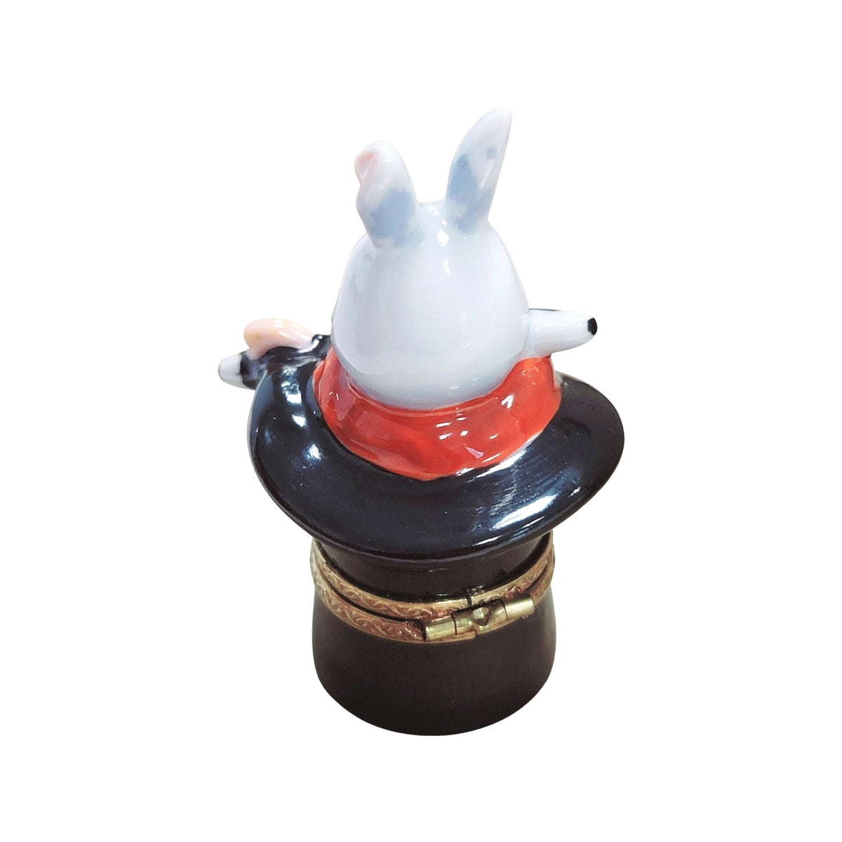 Painted details on the Magic Rabbit Black Hat Magician Limoges box, French art in miniature