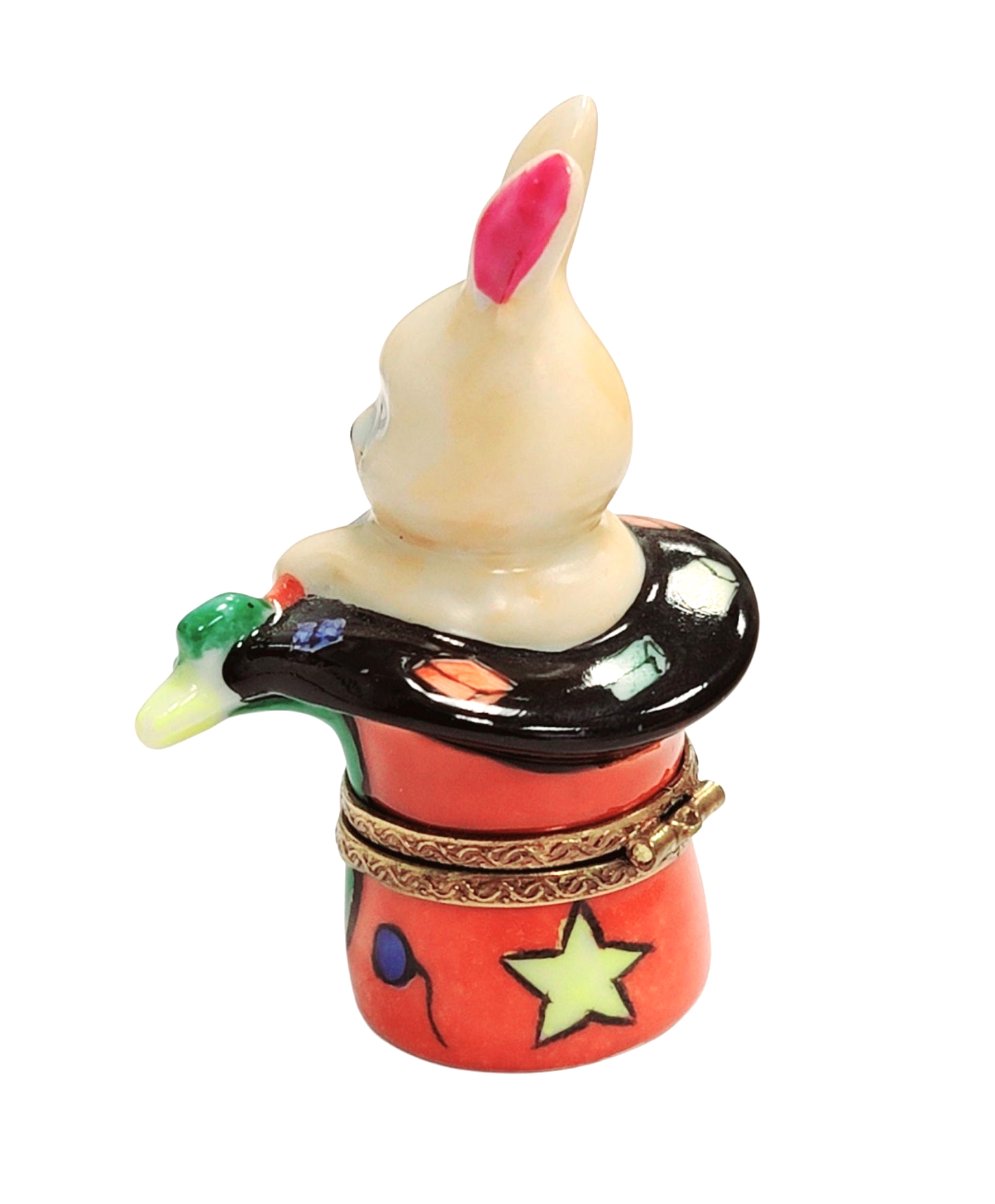 Magic Rabbit in Red Hat Magician Limoges Box for Collectors, view 4