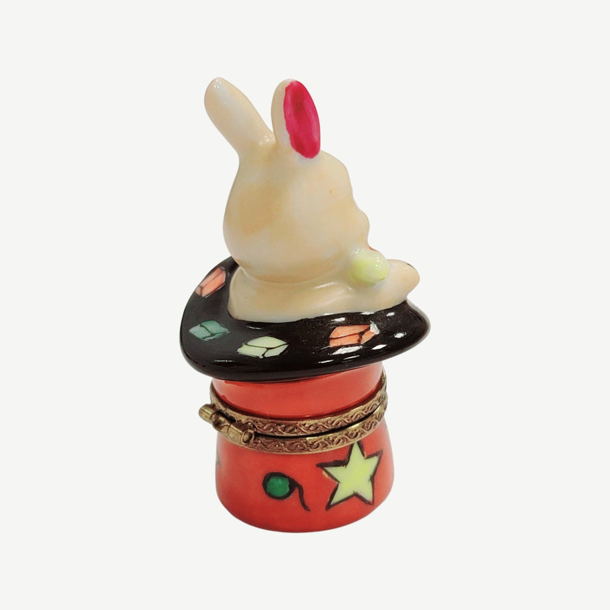 Magic Rabbit in Red Hat Magician Limoges Box for Collectors, view 6