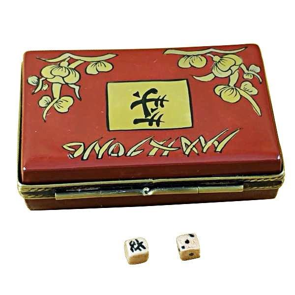 Collectible Mahjong Set Limoges box with artisan brushwork