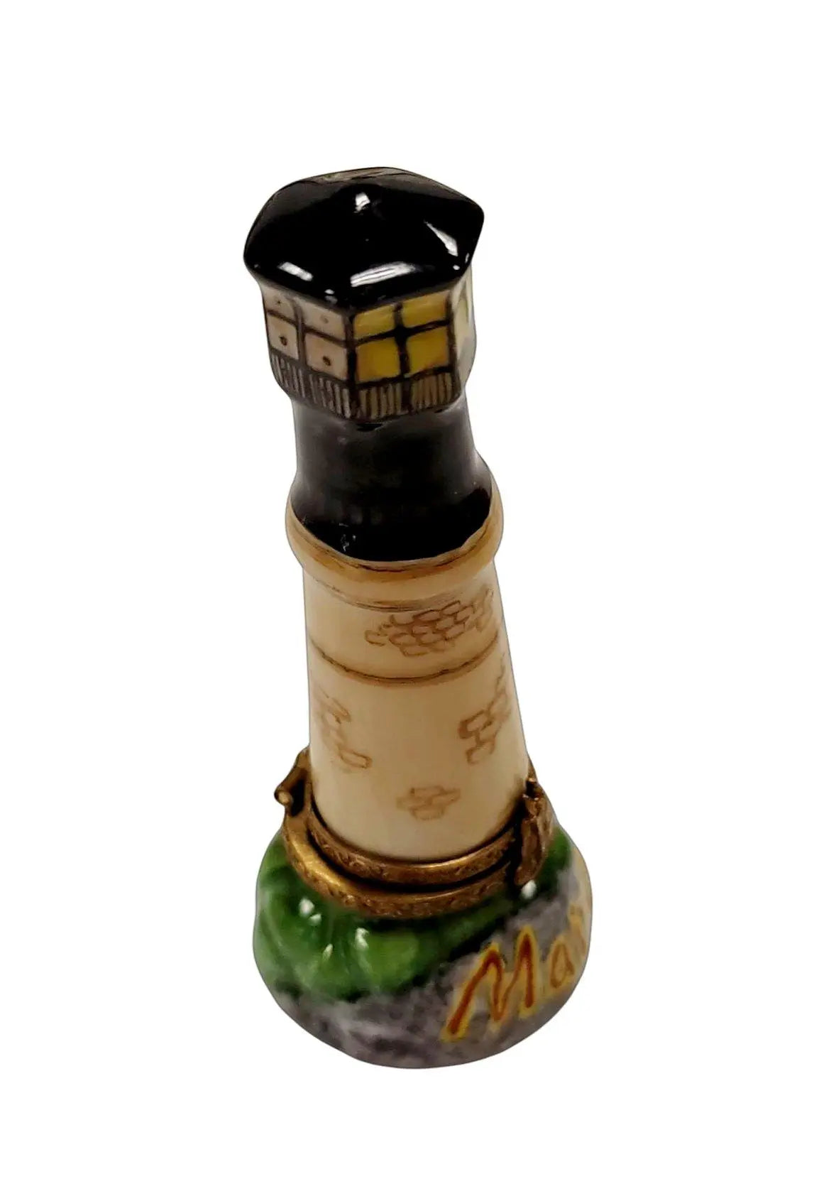 Treasured French collectible: Maine Lighthouse on Ocean Limoges box, painted by hand