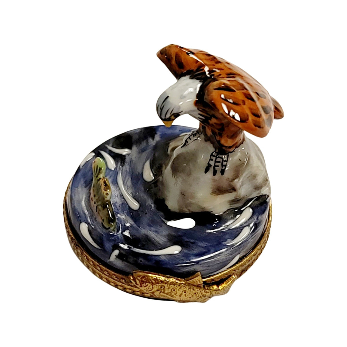 Bald Eagle Catching Prey Porcelain Limoges Porcelain Art Object, view 10