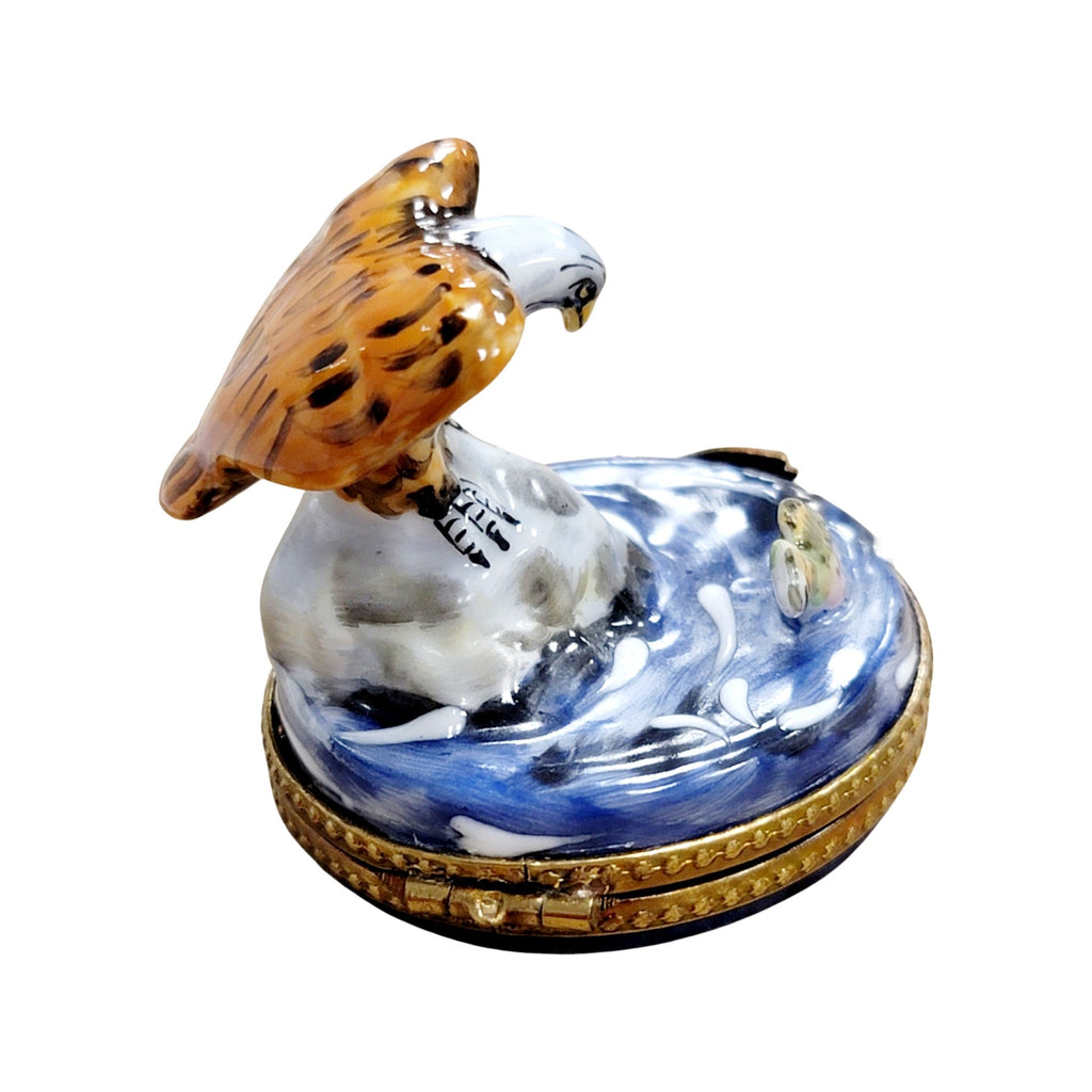 Bald Eagle Catching Prey Porcelain Limoges Porcelain Art Object, view 3
