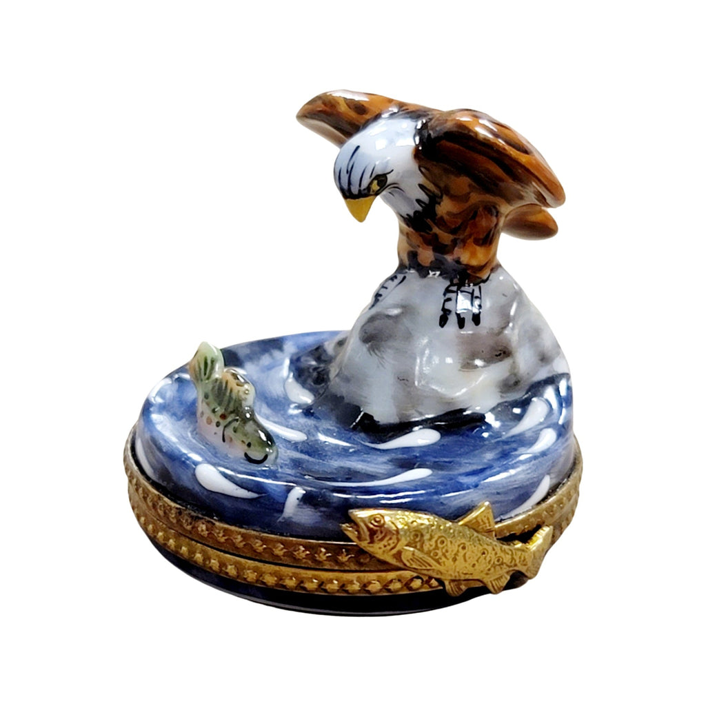 Bald Eagle Catching Prey Porcelain Limoges Porcelain Art Object, view 5
