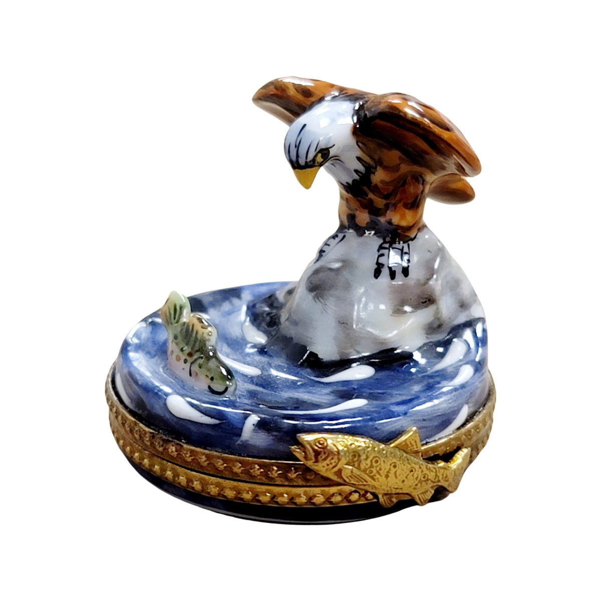 Bald Eagle Catching Prey Porcelain Limoges Porcelain Art Object, view 5