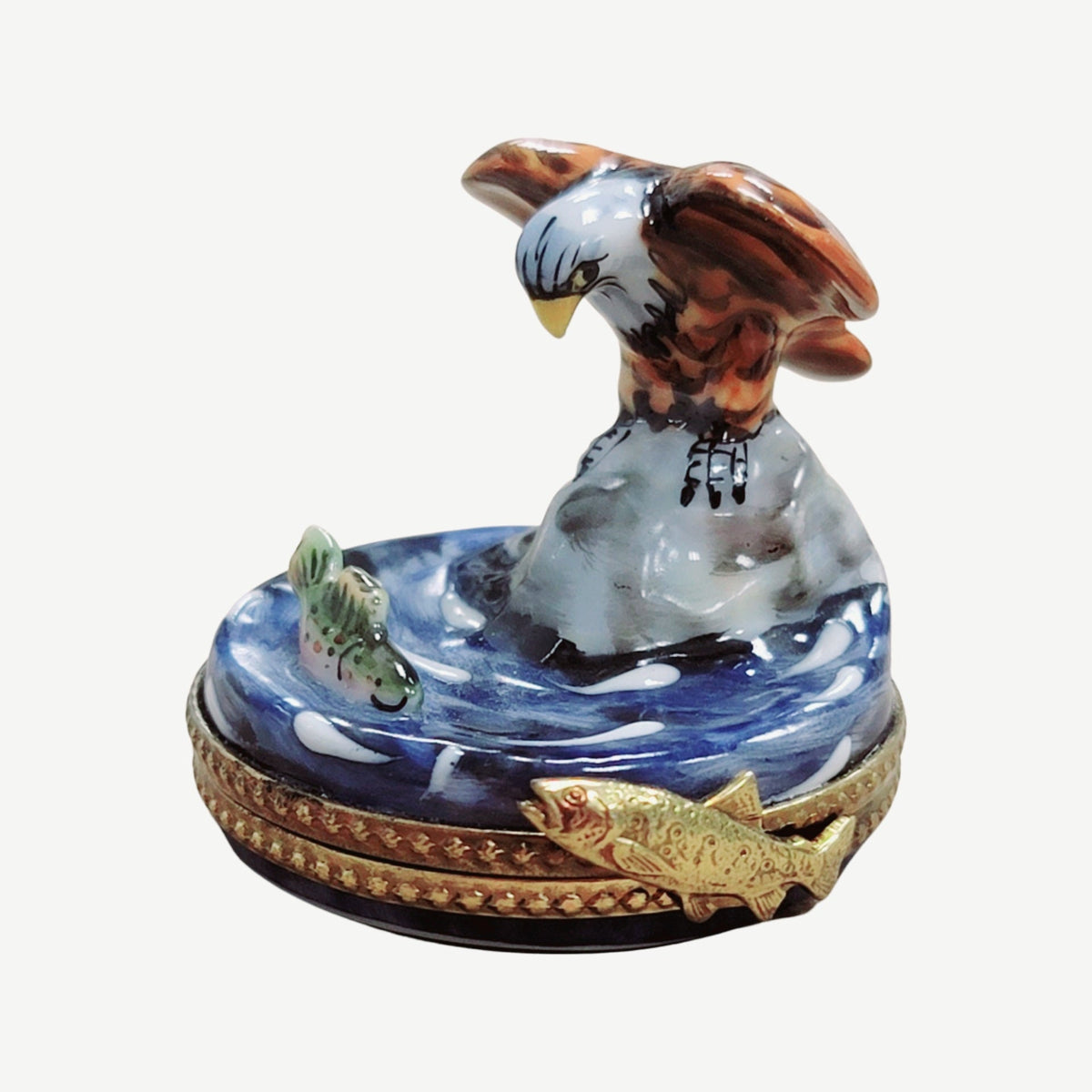 Bald Eagle Catching Prey Porcelain Limoges Porcelain Art Object, view 6