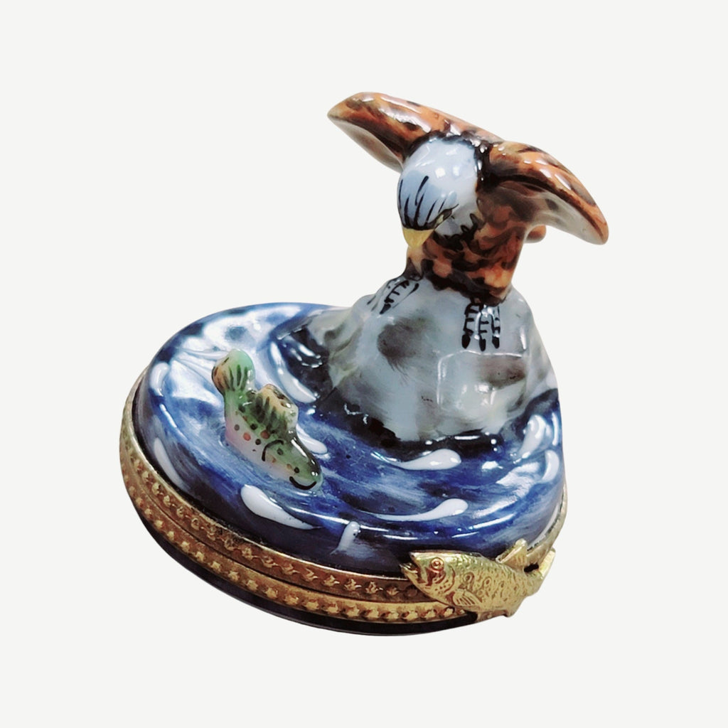 Bald Eagle Catching Prey Porcelain Limoges Porcelain Art Object, view 7