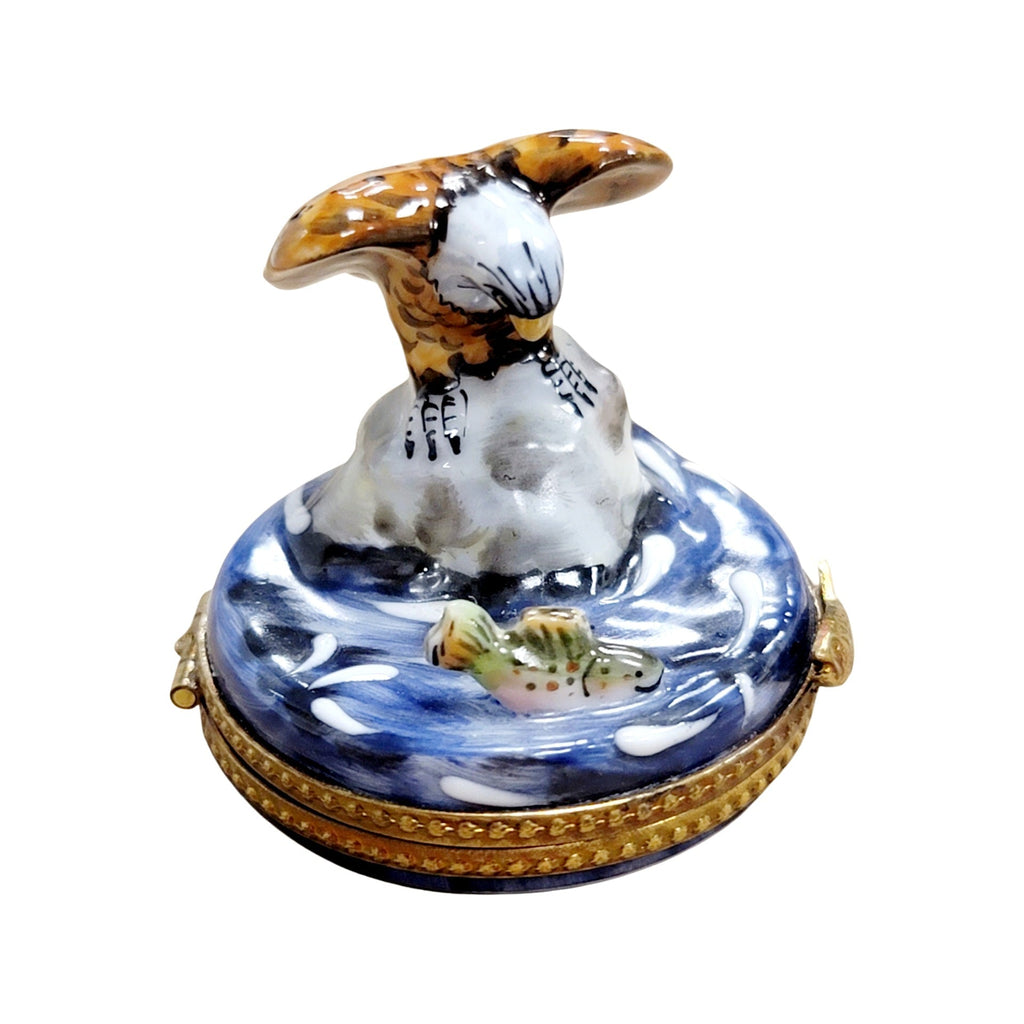 Bald Eagle Catching Prey Porcelain Limoges Porcelain Art Object, view 8