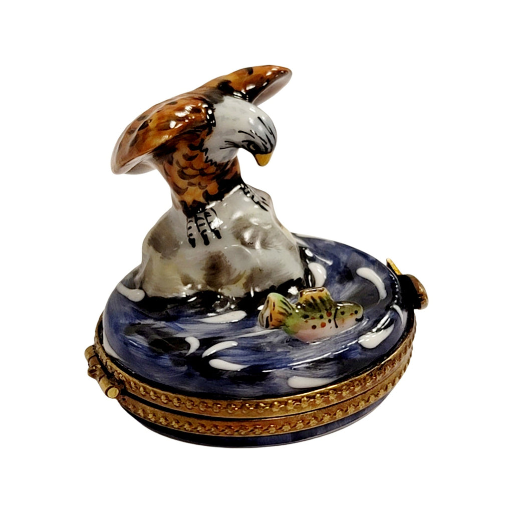 Bald Eagle Catching Prey Porcelain Limoges Porcelain Art Object, view 9
