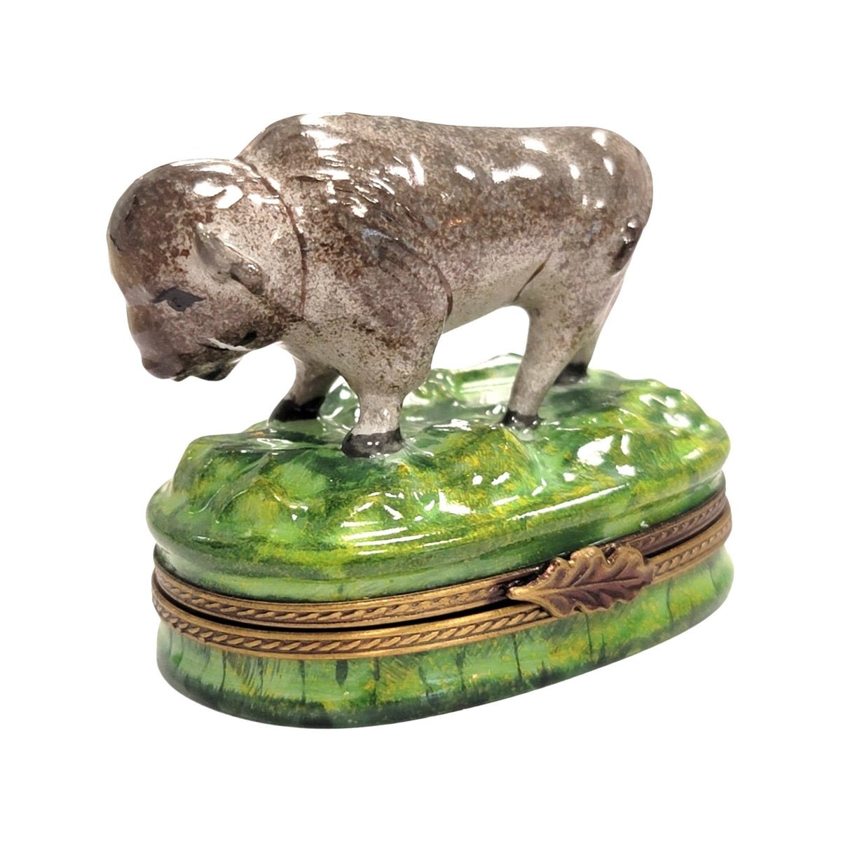 Buffalo Limoges Box Figurine for Collectors Limoges, a hand-painted Limoges porcelain gift