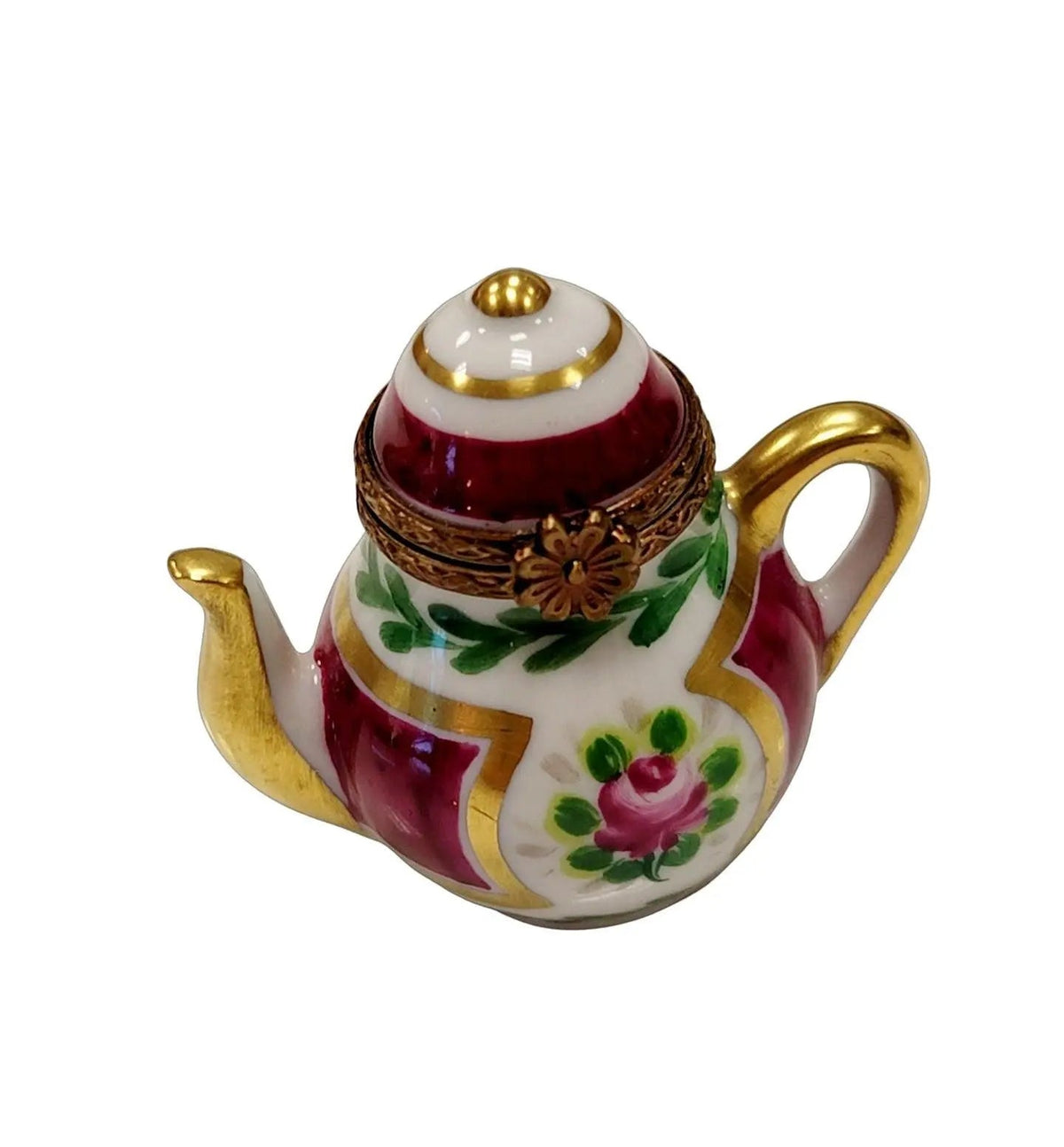 A thoughtful gift for Francophiles: the Maroon Teapot with Flowers Limoges box