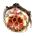 Purse Maroon Gold Flowers Limoges Box, a hand-painted Limoges porcelain gift