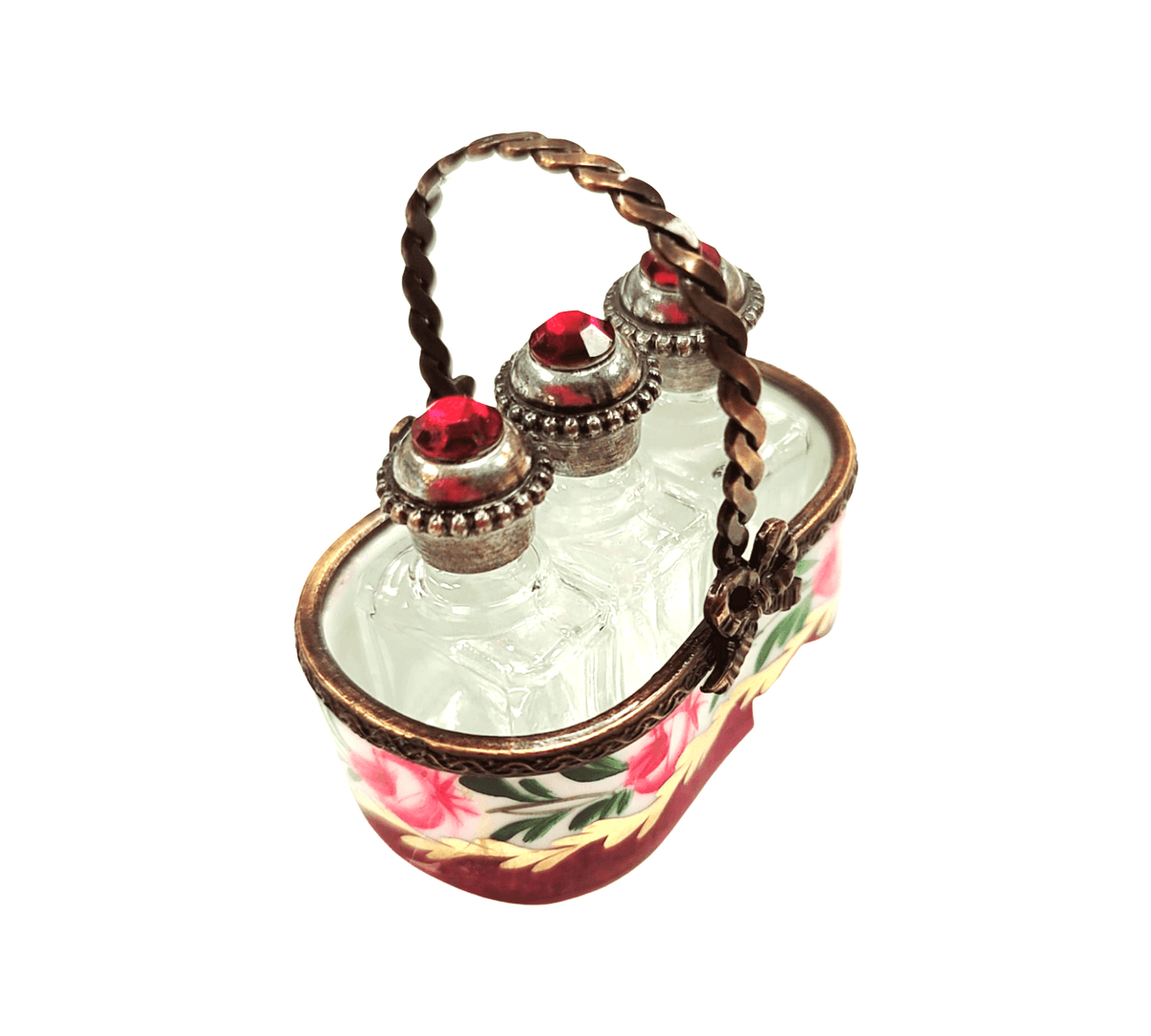 Gift idea for someone who loves France: 3 Perfumes in Maroon Basket Limoges box