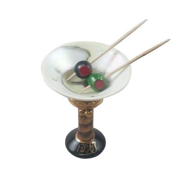 Limoges Boutique presents the Rochard Martini Glass with Olives, a genuine Limoges box painted by hand in France