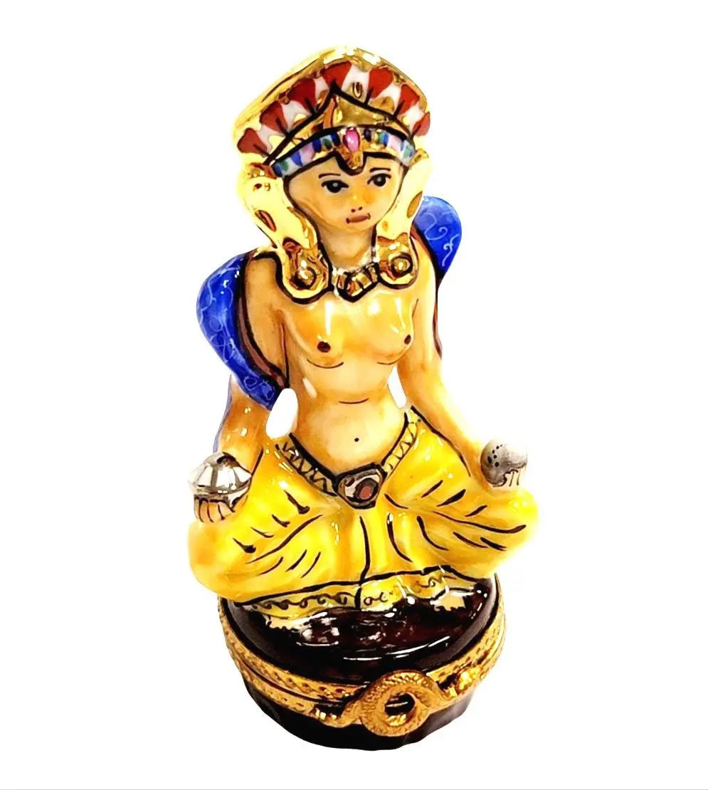 Meditating Egyptian Limoges Box Figurine, a hand-painted Limoges porcelain gift