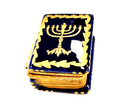 Menorah Book Judiasm Hannukah Limoges Box, a hand-painted Limoges porcelain gift
