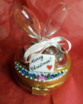 Merry Christmas Champagne Glasses Limoges Box Gift, a hand-painted Limoges porcelain gift