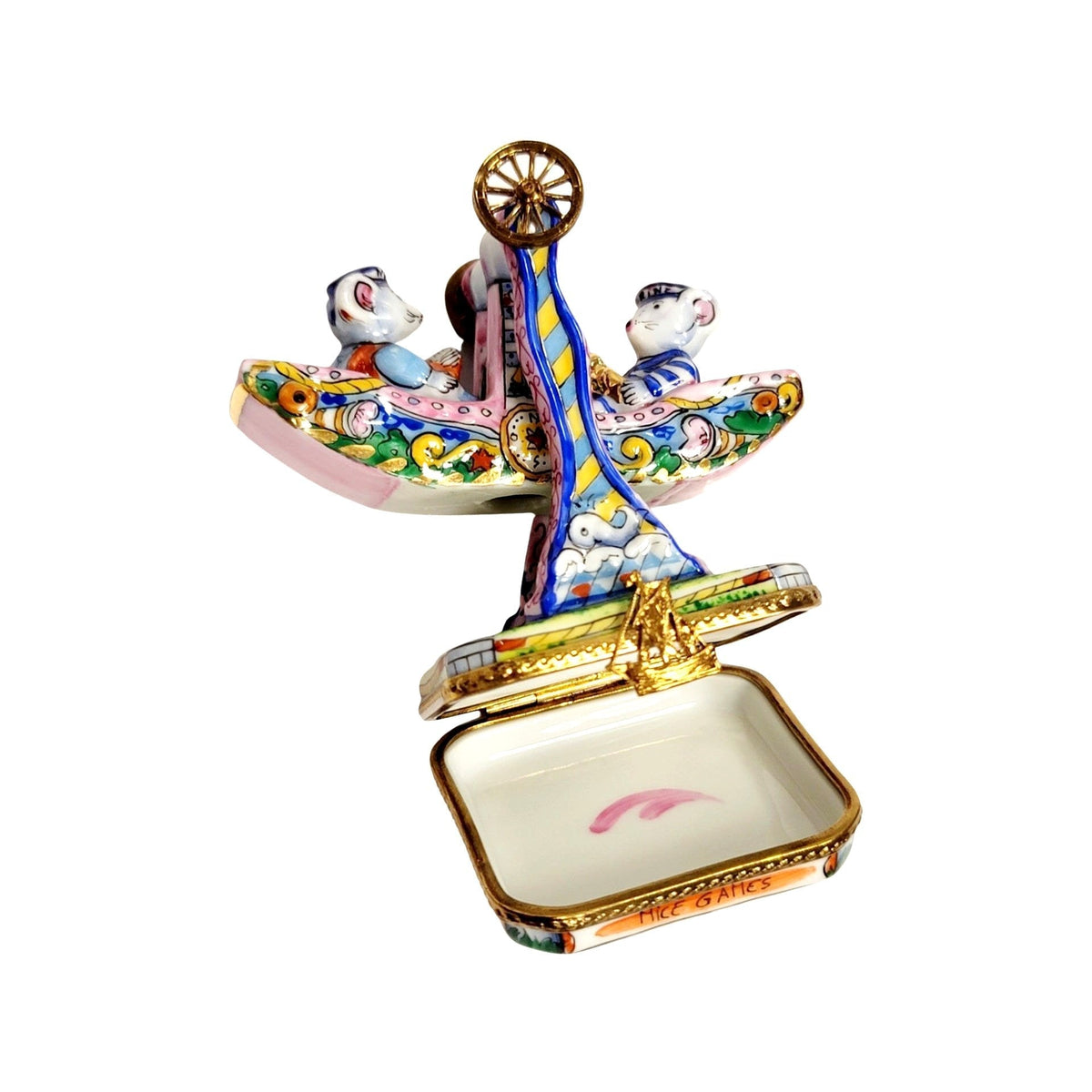 Mice Carnival Ride Swing Carousel Limoges Box Collectible, view 2