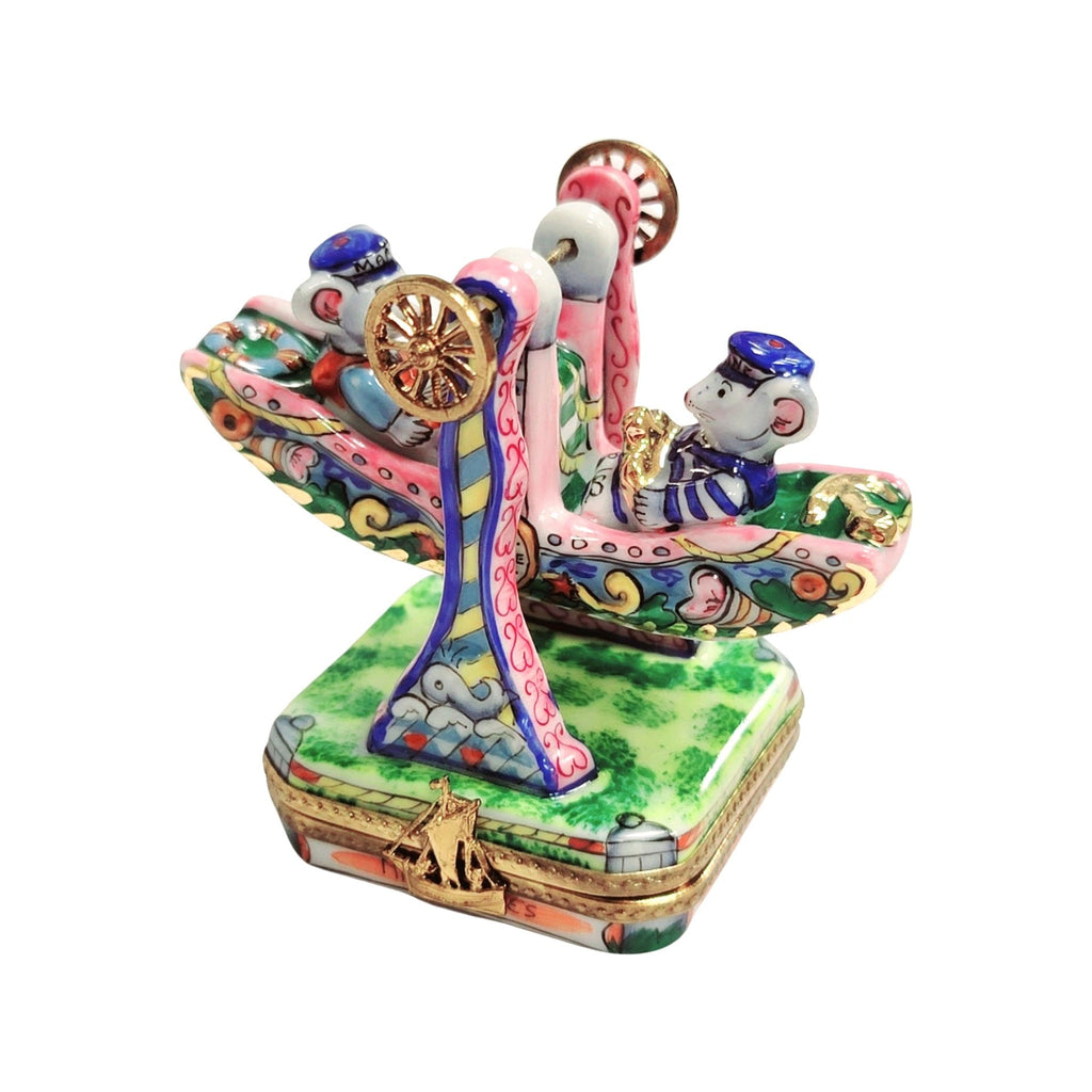 Mice Carnival Ride Swing Carousel Limoges Box Collectible, view 3