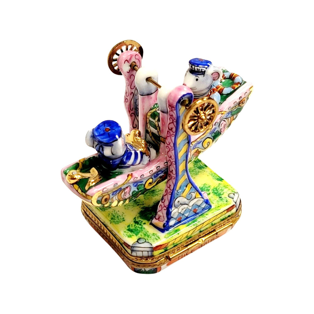 Mice Carnival Ride Swing Carousel Limoges Box Collectible, view 6