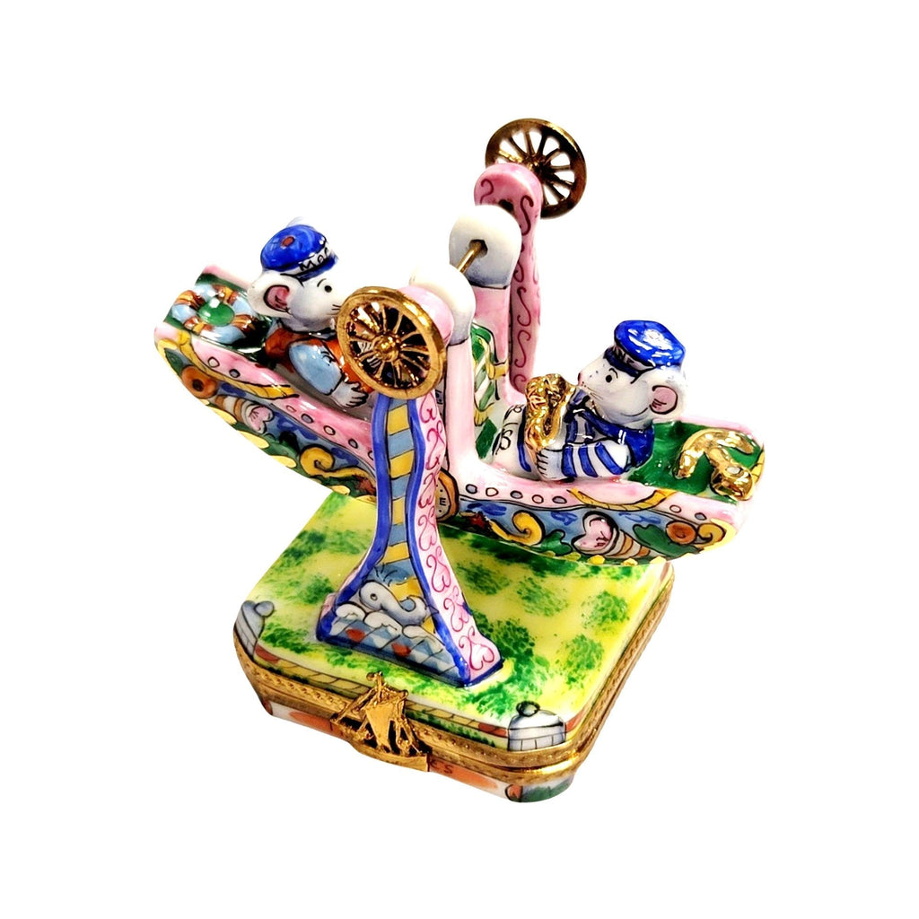 Mice Carnival Ride Swing Carousel Limoges Box Collectible, view 7