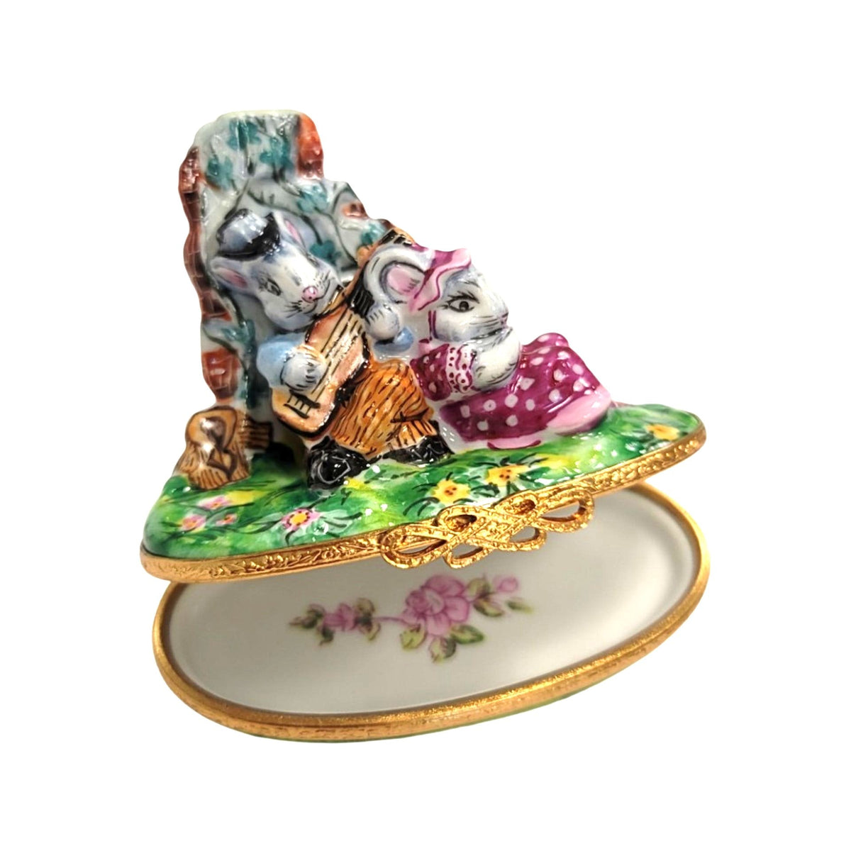 Mice Serenade in Flowers Limoges Box Figurine Collectible, view 2
