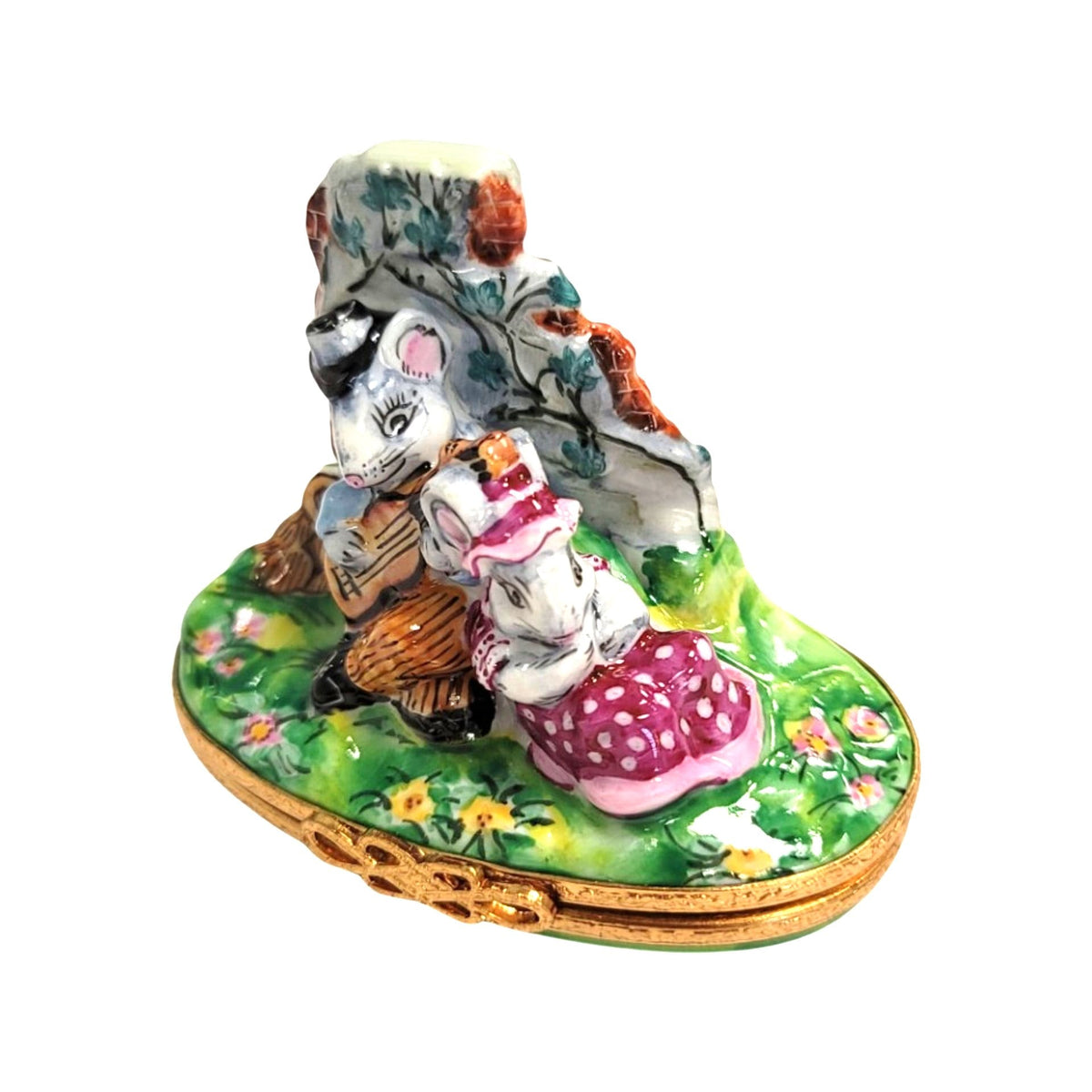 Mice Serenade in Flowers Limoges Box Figurine Collectible, view 7