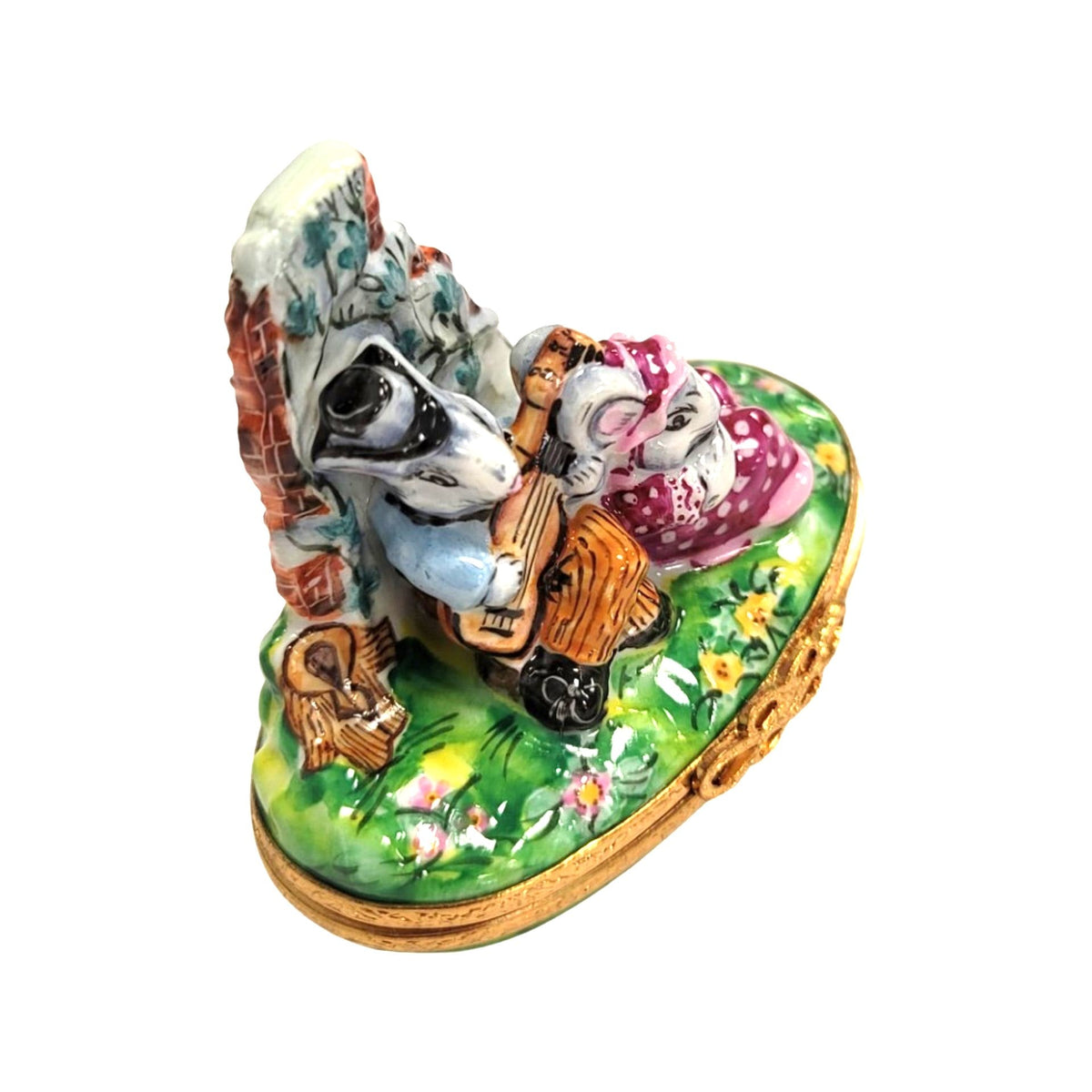 Mice Serenade in Flowers Limoges Box Figurine Collectible, a hand-painted Limoges porcelain gift