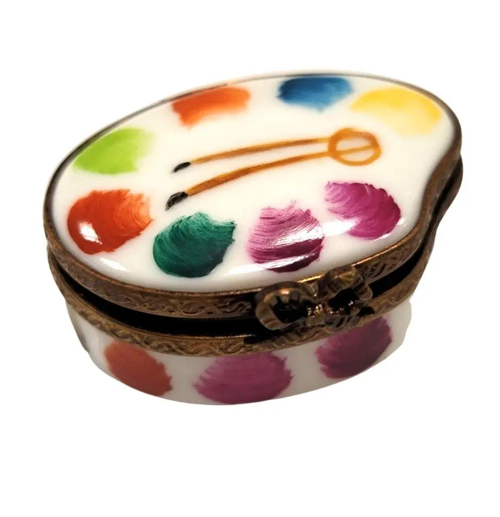 Fine art lovers will admire this Mini Artist Paint Pallette Limoges box