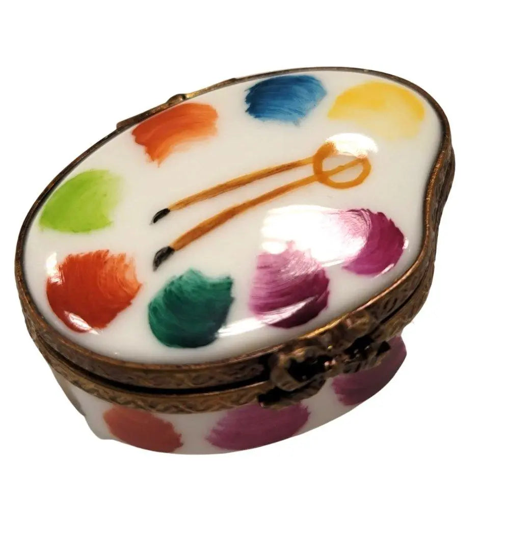Mini Artist Paint Pallette Limoges box painted by hand in Limoges, France, a gift to treasure