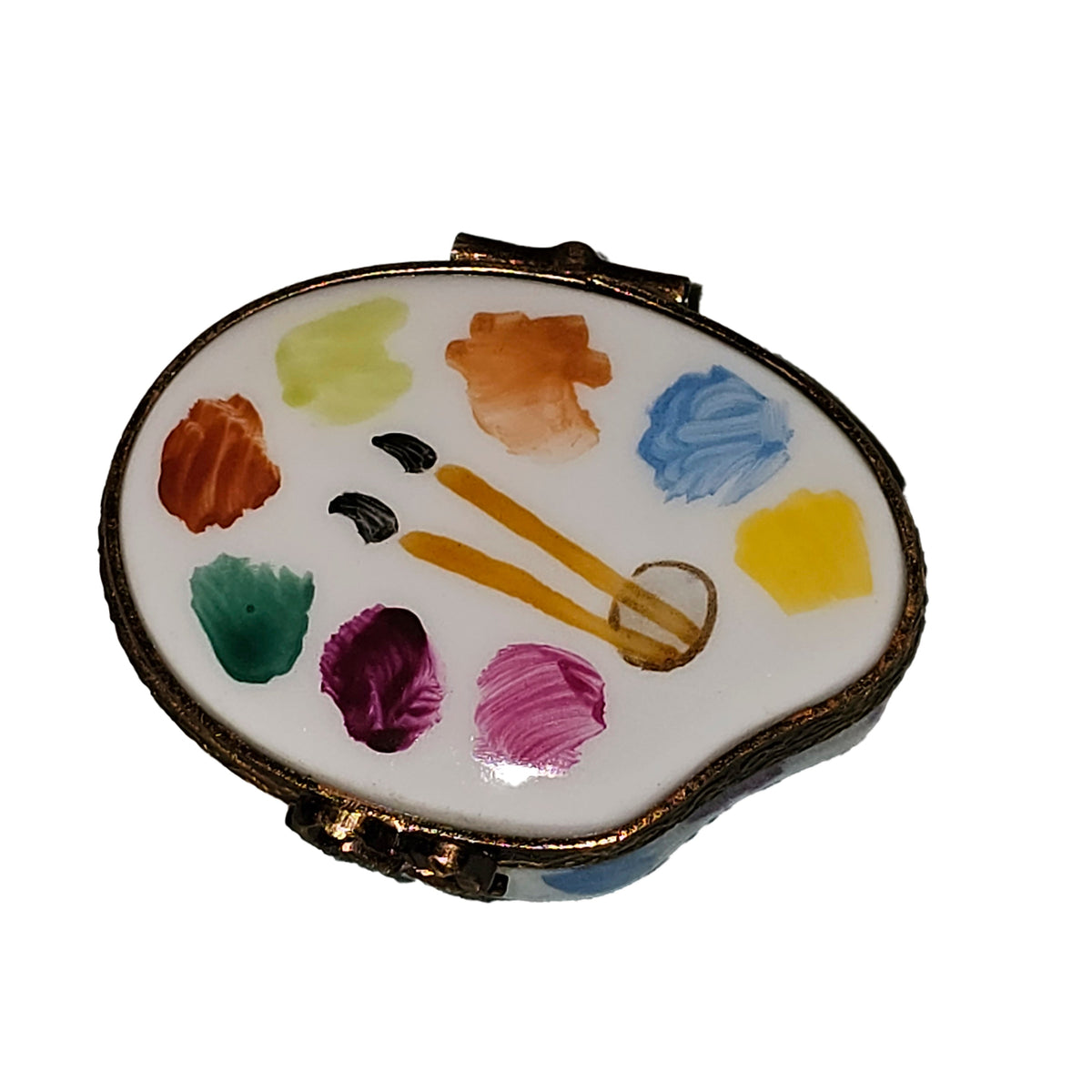 Limoges Boutique presents the Mini Artist Paint Pallette, a genuine Limoges box painted by hand in France