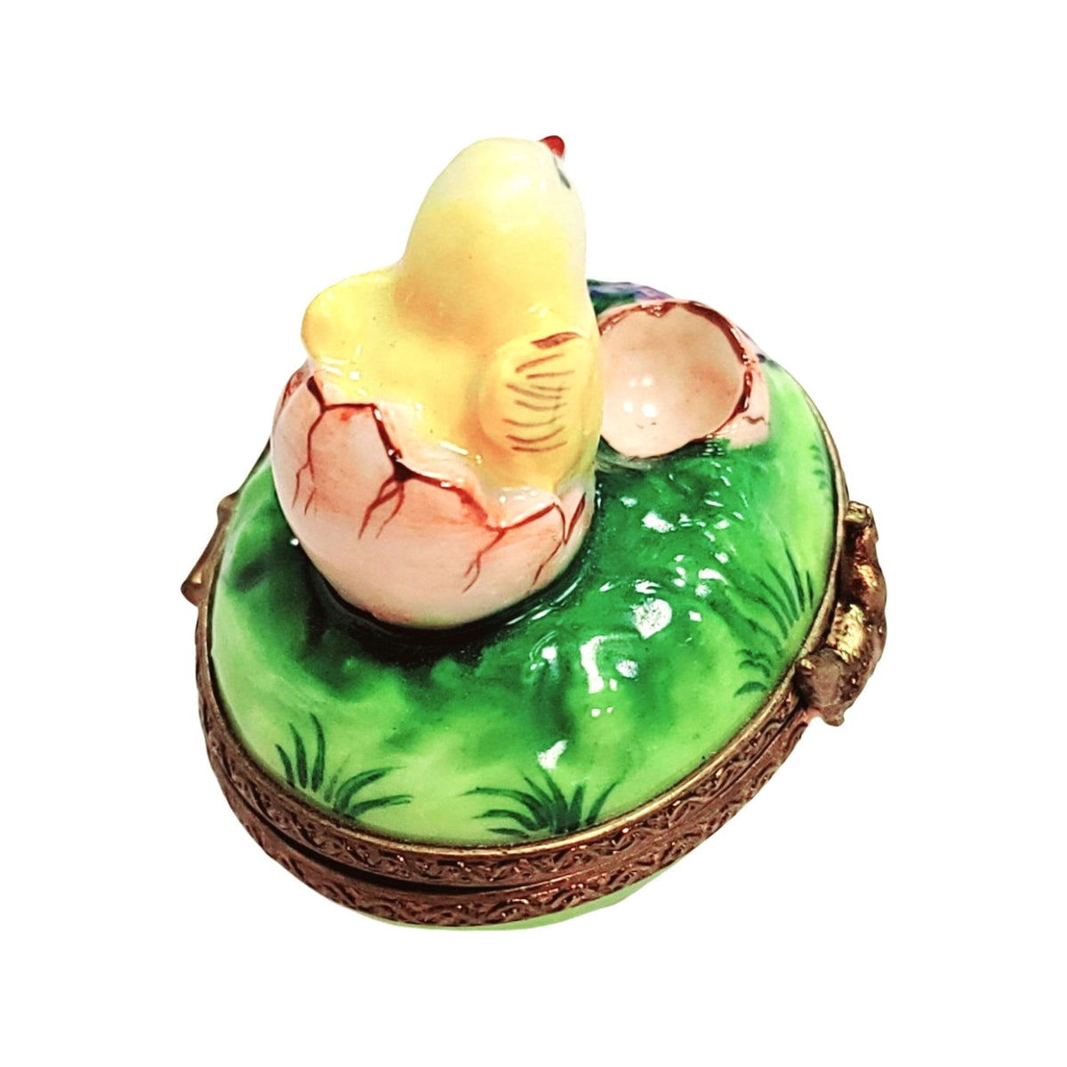 Collectible Chick Hatching Limoges box with artisan brushwork
