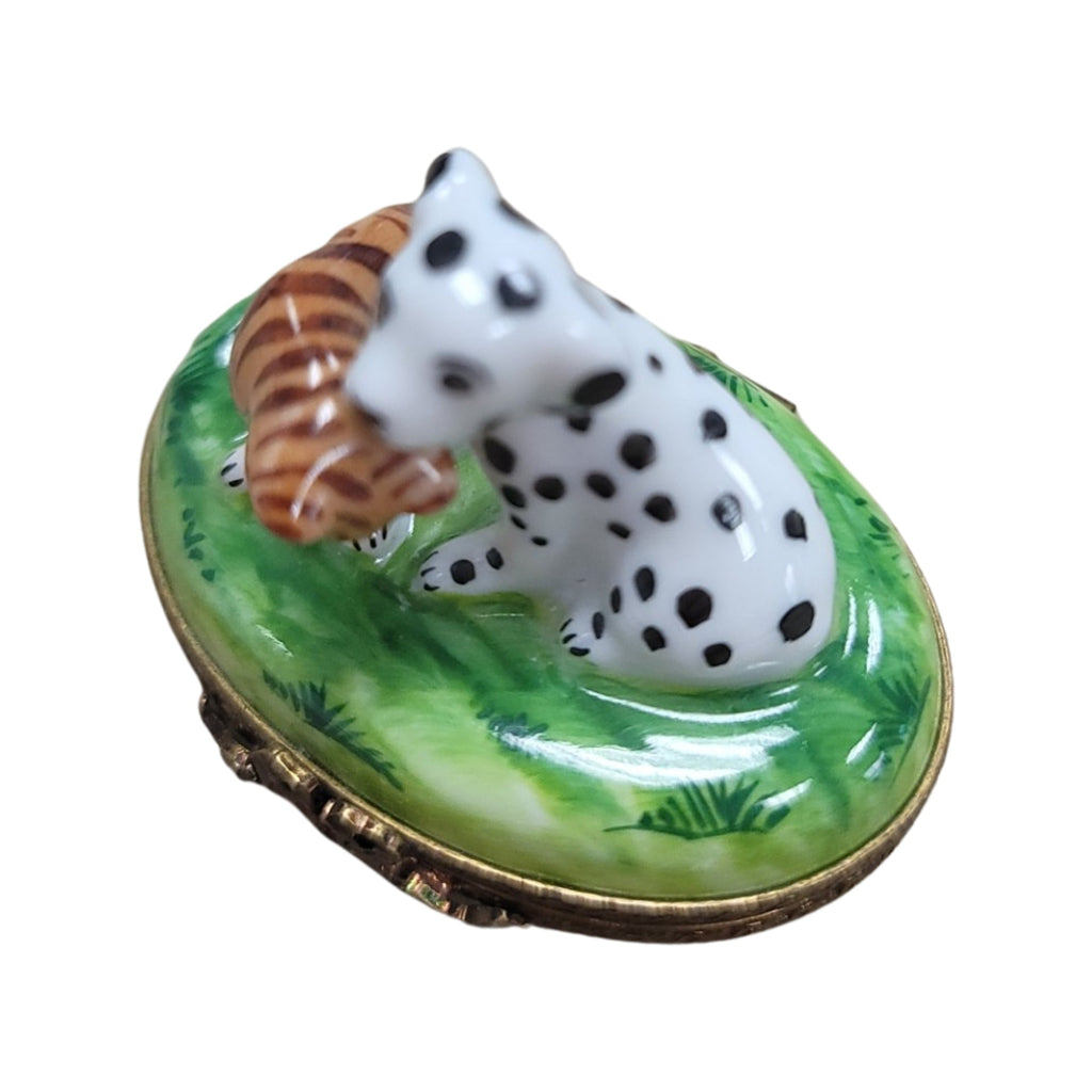 The Mini Dalmation Dog with Cat, a Limoges keepsake with true French charm