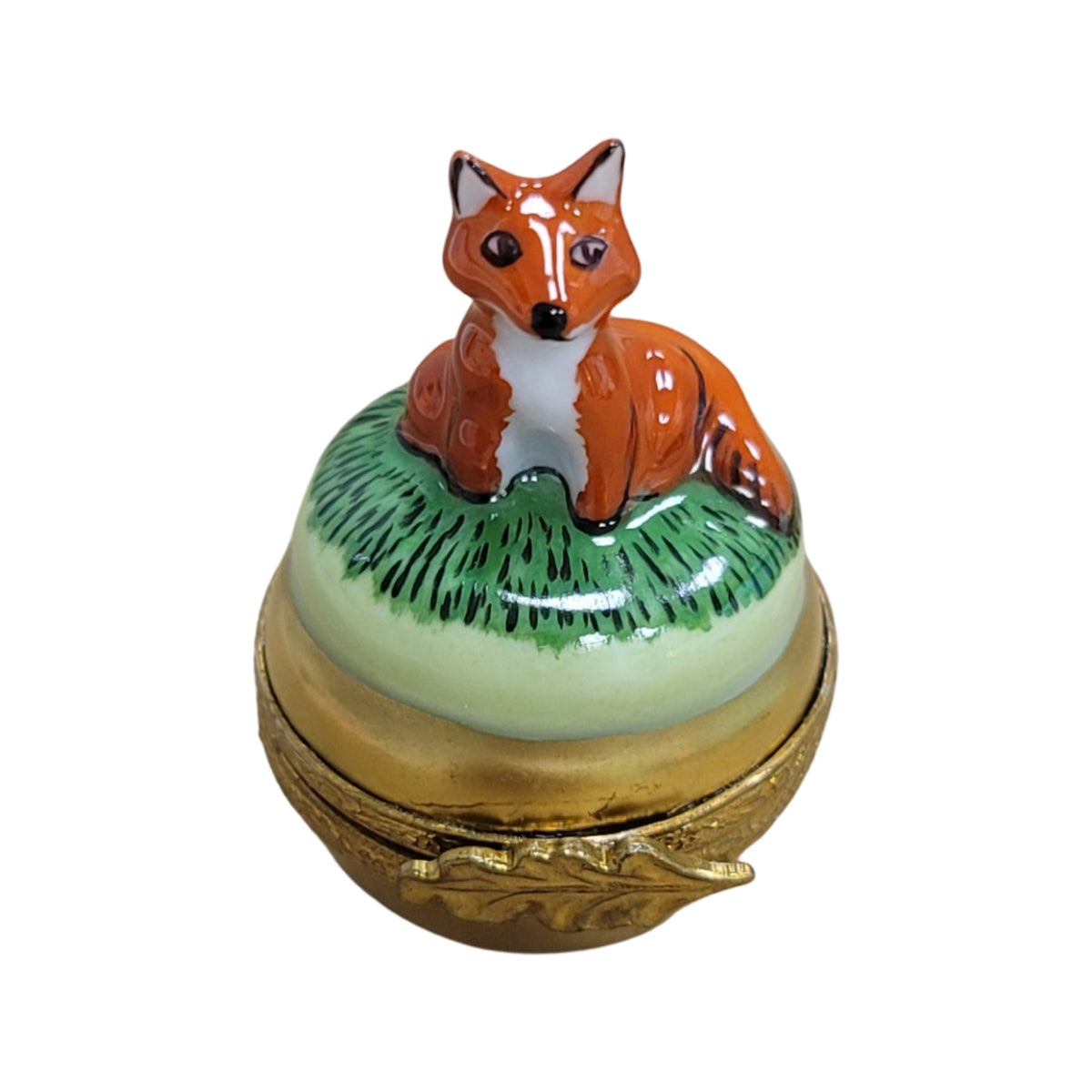 Mini Fox Porcelain Art Object for Collectors, a hand-painted Limoges porcelain gift