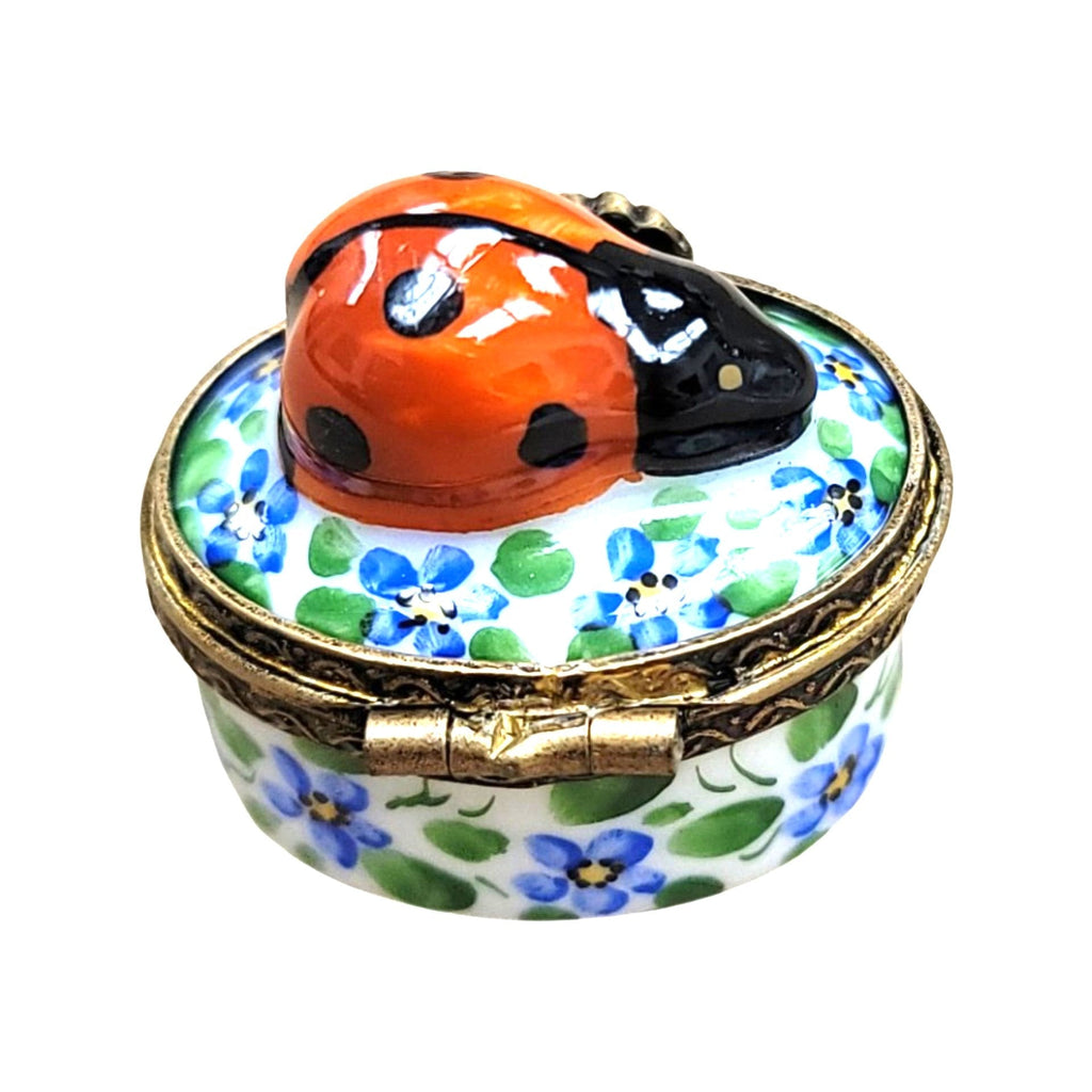 Mini Lady Bug on Flowers Limoges Box Figurine for Collectors, view 4