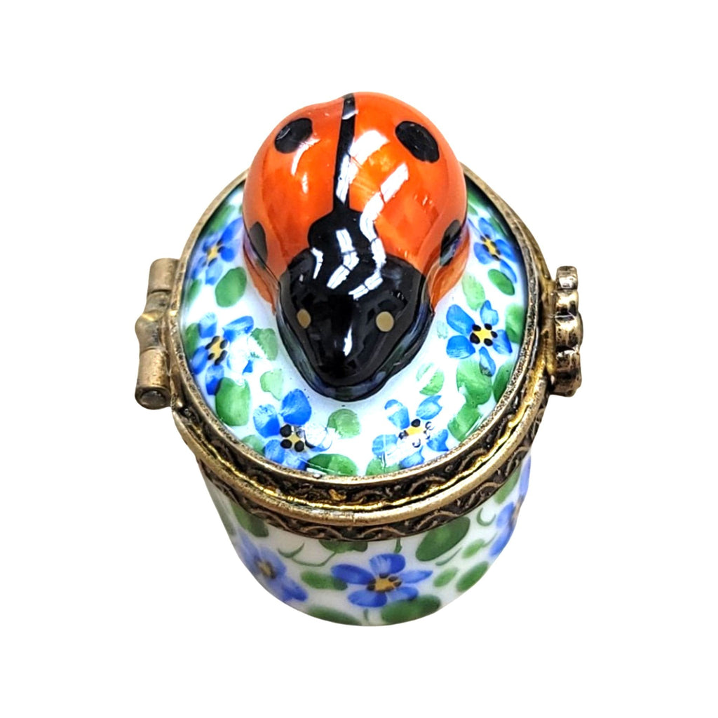 Mini Lady Bug on Flowers Limoges Box Figurine for Collectors, view 5