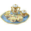 Authentic Rochard Light Blue 8 Piece Tea Set Limoges box, hand-painted in France, from Limoges Boutique
