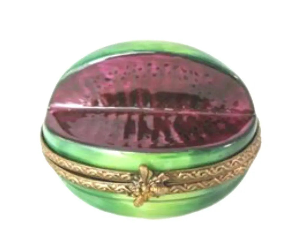 Mini Open Watermelon Retired Porcelain Limoges Box, a hand-painted Limoges porcelain gift