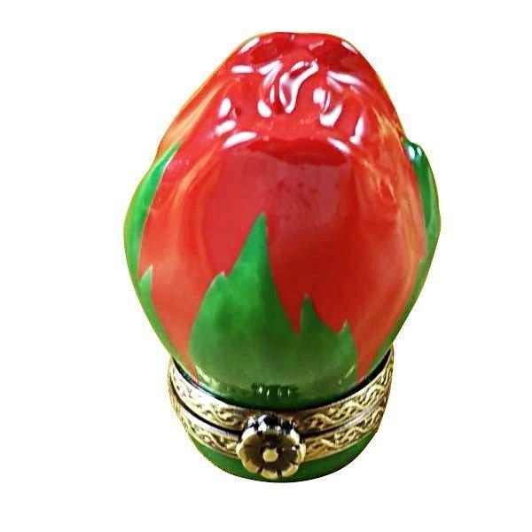 Mini Red Rosebud Limoges Box Collectible, a hand-painted Limoges porcelain gift