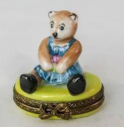 Mini Teddy Bear Porcelain Limoges Porcelain Art Object Gift, view 2