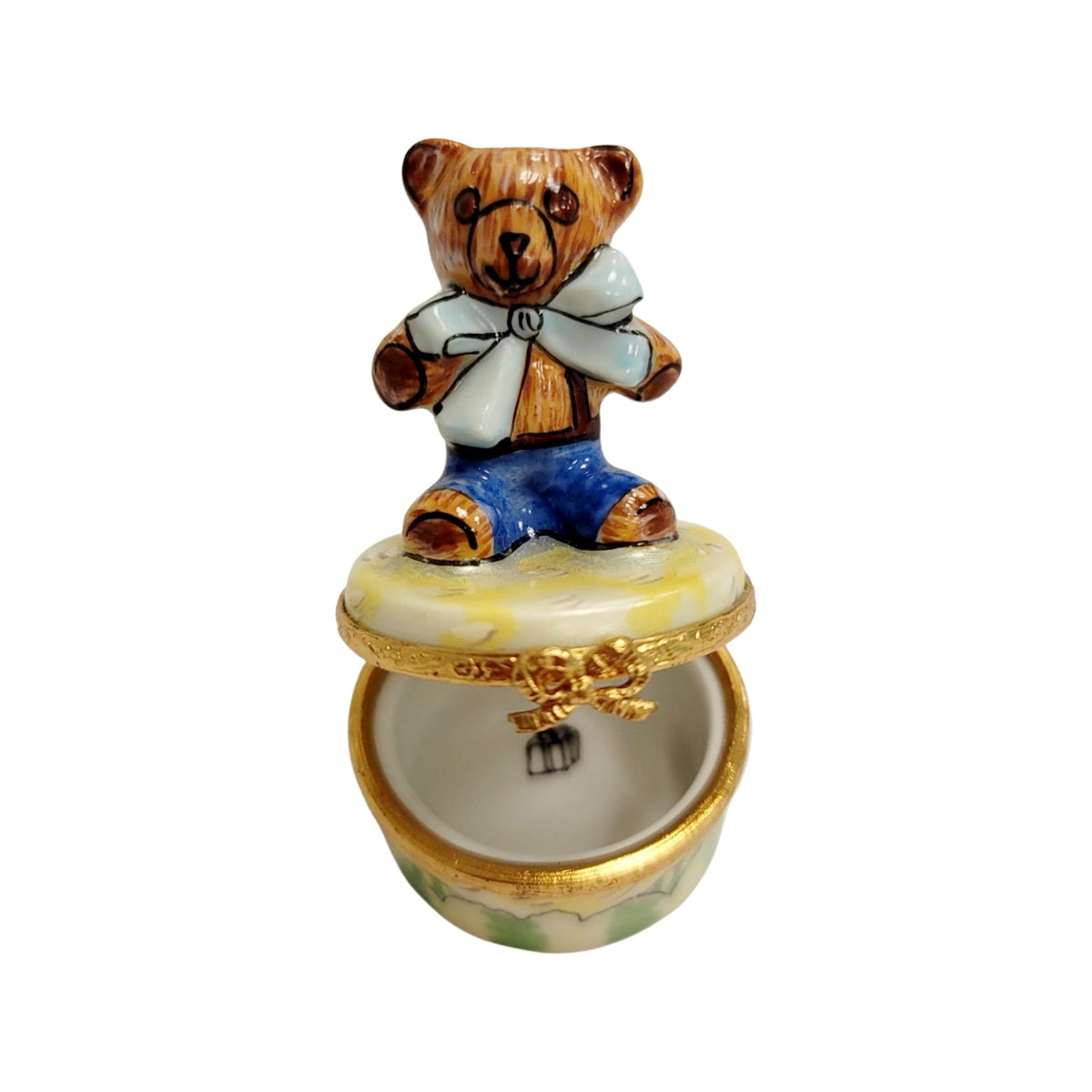 Mini Teddy Bear on Round Treasure Box for Collectors, view 2