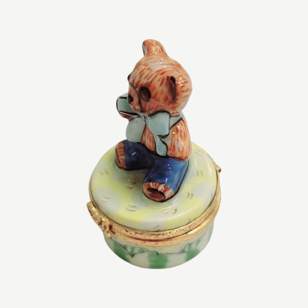 Mini Teddy Bear on Round Treasure Box for Collectors, view 3