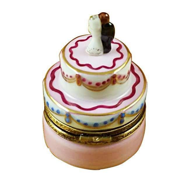 Mini Wedding Cake with Bride and Groom Limoges box, an heirloom-quality piece for collectors