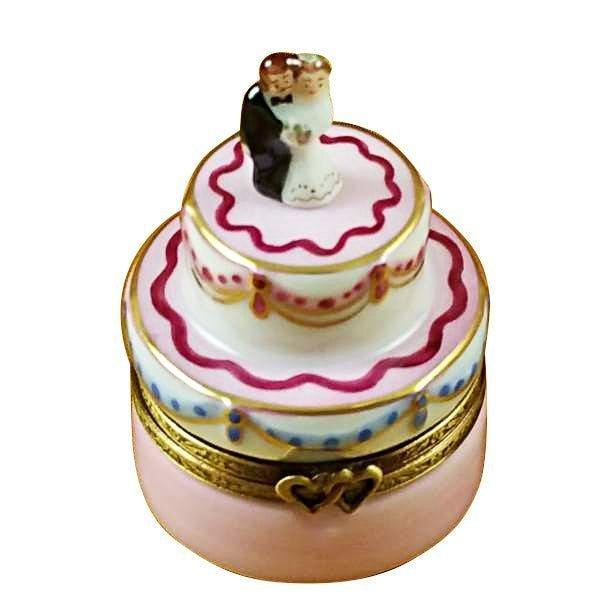 Mini Wedding Cake with Bride and Groom by Rochard, an authentic French Limoges box from Limoges Boutique